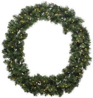 Decoris Kerstkrans - groen - warm witte verlichting - timer - 60 cm - Kerstkransen