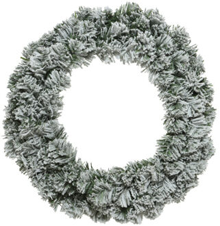 Decoris Kerstkrans - groen/wit - met nepsneeuw - 35 cm - dennenkrans - Kerstkransen