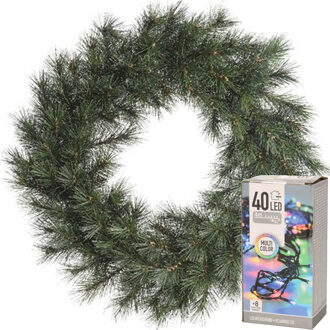 Decoris Kerstkrans Malmo 50 cm incl. verlichting gekleurd 4m