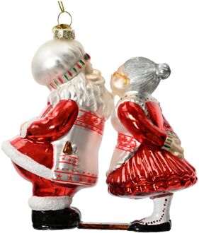 Decoris Kerstman glas l12b6h12.5 cm multi kerst Multikleur