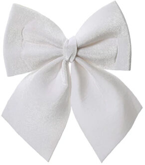 Decoris Kerstornamenten strikken - 3x - velvet wit - 9 x 10 cm - kerstboomstrikjes