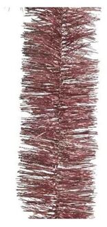 Decoris kerstslinger - 2x - oudroze - lametta - 270 x 7 cm - folie slinger - kerstversiering