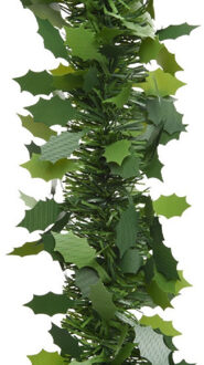 Decoris Kerstslinger - 2x stuks - guirlande - kunststof - hulst - 270 x 10 cm