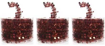 Decoris Kerstslinger - 3x - rood - folieslinger - 700 cm