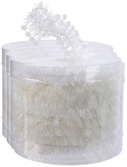 Decoris kerstslinger- 3x st -guirlande - met sterren - wit - lametta - 700 cm