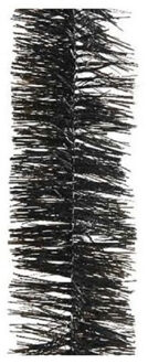 Decoris kerstslinger - 3x - zwart - 270 x 7 cm - folie/tinsel - lametta