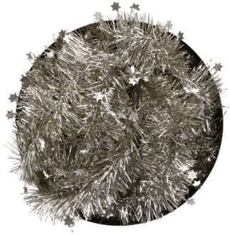 Decoris kerstslinger - champagne - 270 x 10 cm - tinsel/folie - sterren