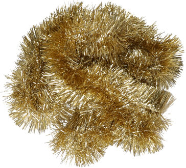 Decoris Kerstslinger - goud - 270 x 7 cm - glans - lametta/folie slinger - Kerstslingers Goudkleurig