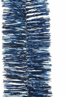 Decoris kerstslinger-guirlande - donkerblauw - glanzend lametta - 270 cm