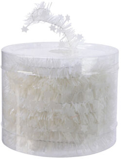 Decoris kerstslinger-guirlande - met sterren - wit - lametta - 700 cm