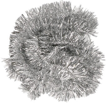 Decoris Kerstslinger-guirlande - zilver - glanzend lametta - 270 cm