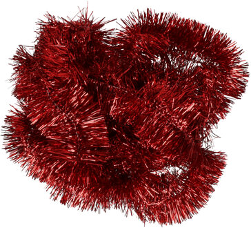 Decoris Kerstslinger - rood - glans - 270 x 7 cm - kunststof - folie/tinsel - Kerstslingers