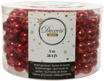 Decoris Kerstslinger - rood - kralen - 500 cm?- Kerstversiering kralenslingers