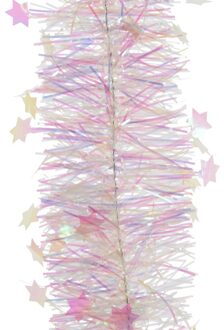 Decoris Kerstslinger - sterren - parelmoer - 270 x 10 cm - lametta - Kerstslingers Multikleur