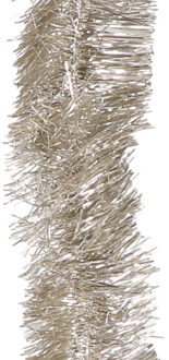 Decoris kerstslinger - zilver/champagne - 270 x 7 cm - folie/lametta - glans