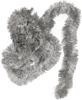Decoris kerstslinger - zilver - glans - 270 x 7 cm - lametta/folie - kerstversiering