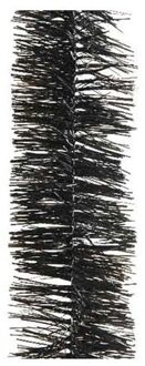 Decoris Kerstslingers - 2x st - zwart - glanzend lametta - 270 cm - guirlandes