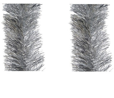 Decoris Kerstslingers - 3x stuks - zilver - folie - 10 x 270 cm - kerstboom versieringen