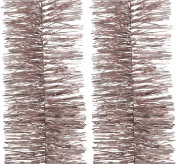 Decoris kerstslingers - 4x - lichtroze - 270 x 7 cm - Guirlande folie lametta - kerstboomversiering
