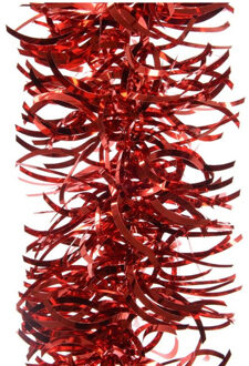 Decoris Kerstslingers - rood - folie - 10 x 270 cm - kerstversiering/decoratie - Kerstslingers