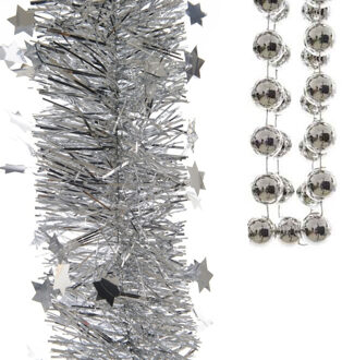 Decoris Kerstslingers set 3x stuks zilver - Kerstversiering - Kerstslingers Zilverkleurig