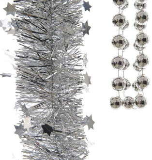 Decoris Kerstslingers set 3x stuks zilver - Kerstversiering