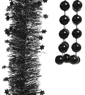 Decoris Kerstslingers set 3x stuks zwart - Kerstversiering