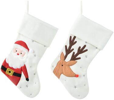 Decoris Kerstsok wit met print 40x25cm verschillende