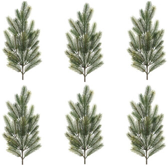 Decoris kersttak - 6x - groen - 66 cm - dennentak - kerstversiering - kerstdecoratie - kunsttak