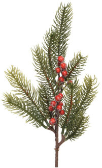 Decoris kersttak - groen met bes - 36 cm - voor kerststukjes - Decoratieve tak kerst