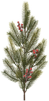 Decoris kersttak - groen met bes - 77 cm - voor kerststukjes - Decoratieve tak kerst