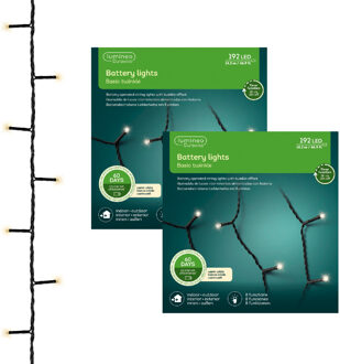 Decoris Kerstverlichting - 2x - twinkle - op batterij - warm wit - buiten - 192 lampjes - boomverlichting