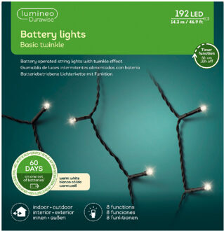 Decoris Kerstverlichting - twinkle - op batterij - warm wit - buiten - 192 lampjes - boomverlichting Multi