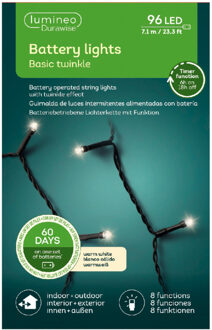 Decoris Kerstverlichting twinkle op batterij warm wit buiten 96 lampjes - boomverlichting