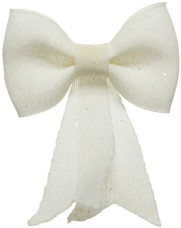 Decoris Kerstversiering hangende strikken wit 12 x 14 cm - Kersthangers