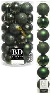 Decoris Kerstversiering kunststof kerstballen donkergroen 6-8 cm pakket van 51x stuks - Kerstbal