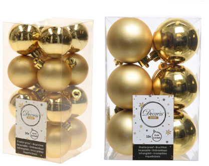 Decoris Kerstversiering kunststof kerstballen goud 4-6 cm pakket van 40x stuks - Kerstbal Goudkleurig