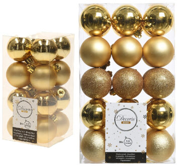 Decoris Kerstversiering kunststof kerstballen goud 4-6 cm pakket van 46x stuks - Kerstbal Goudkleurig