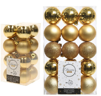 Decoris Kerstversiering kunststof kerstballen goud 4-6 cm pakket van 46x stuks