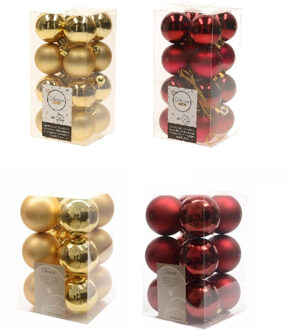 Decoris Kerstversiering kunststof kerstballen mix goud/donkerrood 4 en 6 cm pakket van 80x stuks