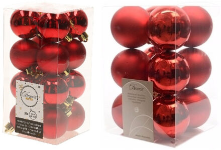 Decoris Kerstversiering kunststof kerstballen rood 4-6 cm pakket van 40x stuks - Kerstbal