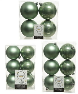 Decoris Kerstversiering kunststof kerstballen salie groen 6-8-10 cm pakket van 22x stuks - Kerstbal