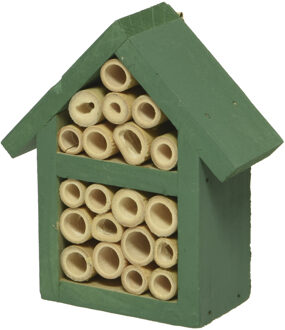Decoris Klein groen insectenhotel huisje 11 cm