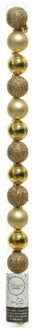 Decoris Kleine kerstballen - 14x stuks - goud - 3 cm - kunststof - onbreekbaar