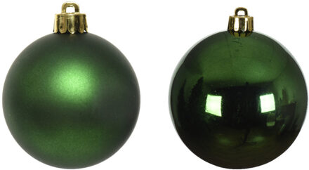 Decoris Kleine Kerstballen - 16x- Donkergroen - 4 Cm - Kunststof