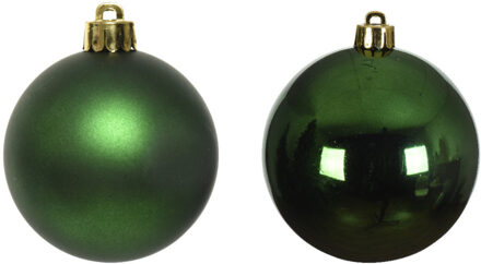 Decoris kleine kerstballen - 16x st - donkergroen - 4 cm - kunststof - onbreekbare kerstballen