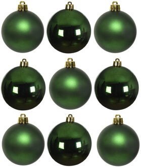 Decoris Kleine kerstballen - 18x st - donkergroen - D4 cm - glas - kerstversiering