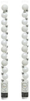 Decoris Kleine kerstballen - 28x stuks - wit - 3 cm - kunststof - onbreekbaar