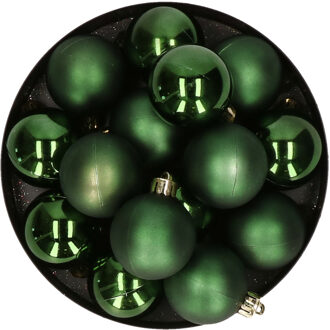Decoris kleine kerstballen - 32x st - donkergroen - 4 cm - kunststof - onbreekbare kerstballen