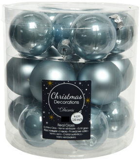 Decoris Kleine kerstballen - 36x st - lichtblauw - D4 cm - glas - kerstversiering